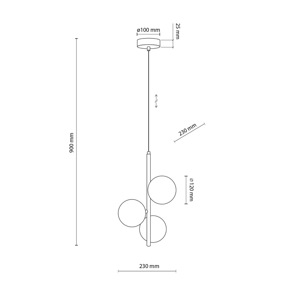 Lampa suspendată Estera Black 3 5767 TK 5767