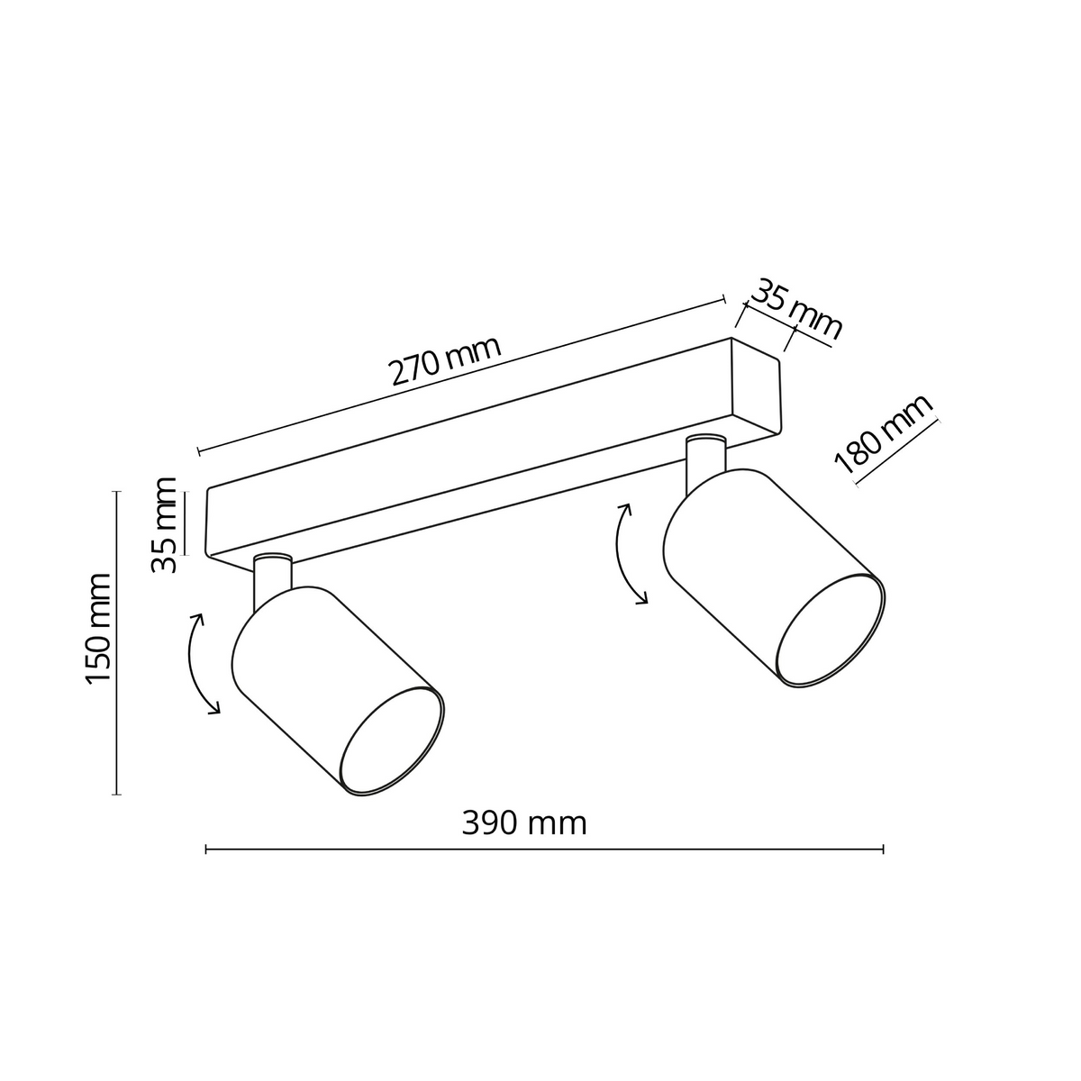 Plafonieră TK Lighting Top 2, maro, 6180