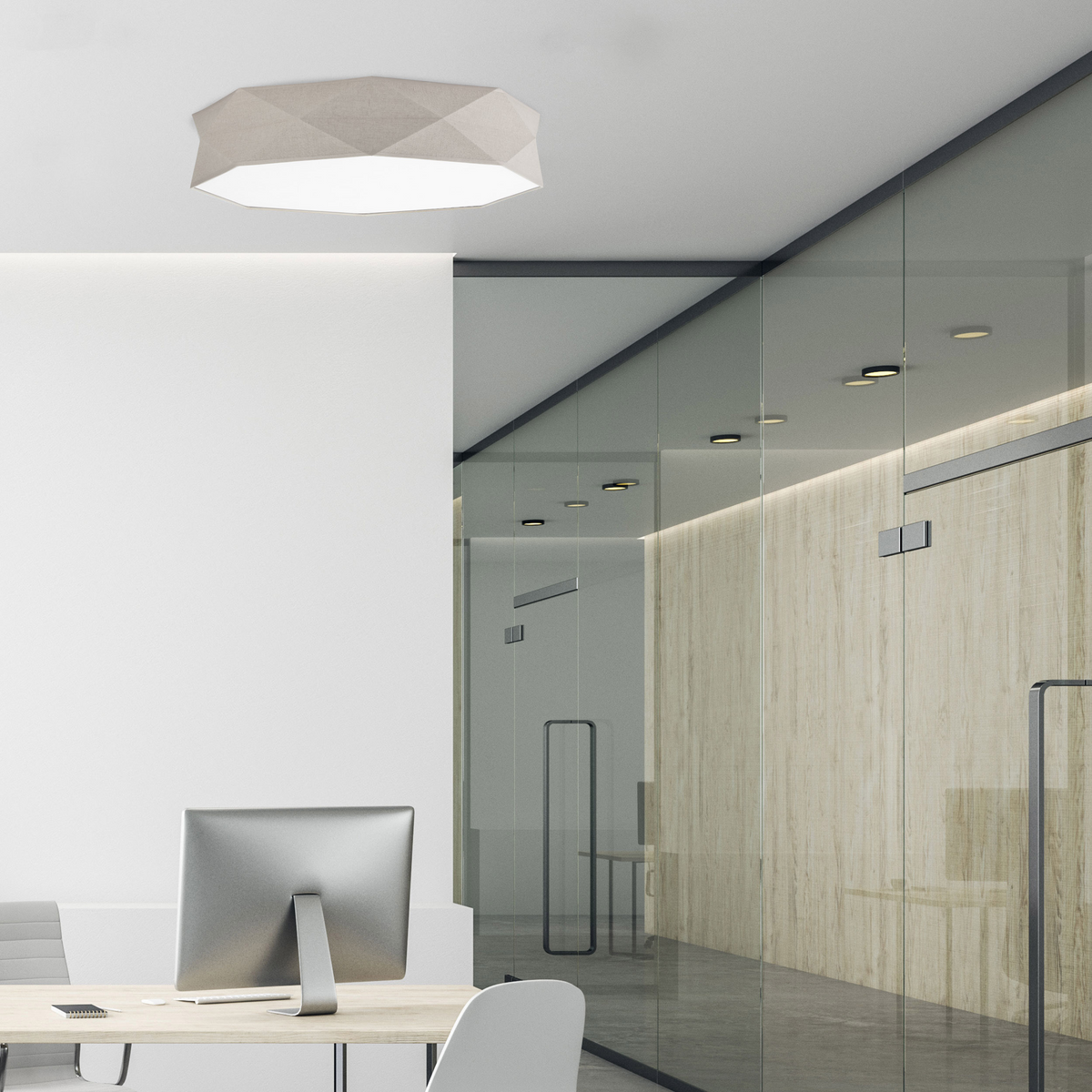 Plafonieră TK Lighting Kantoor 4 becuri LED, bej, 52 cm, 6195