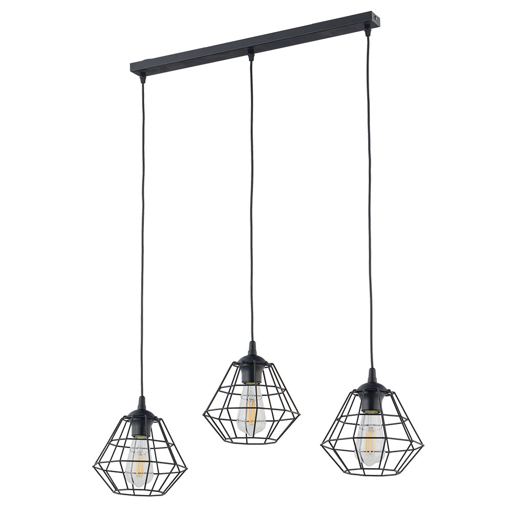 Lustră TK Lighting Diamond 3 Bară, negru, 3 x E27, 6203
