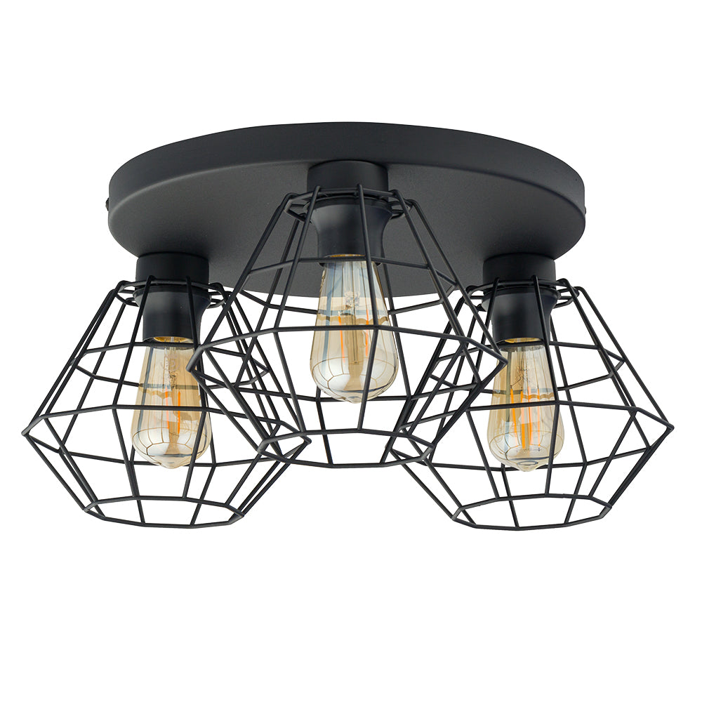 Plafonieră TK Lighting Diamond 3, negru, 3 x E27, 6205