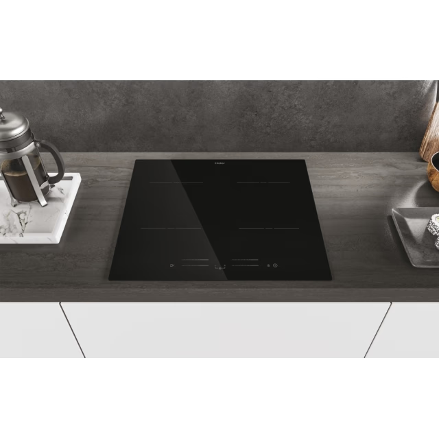 Plita cu inductie, incorporabila HAIER HAIPSJ64MC, 60 cm, WiFi, functie Boost, Cook with me, sonda pentru controlul temperaturii, slider Touch Control, 4 zone de gatire, neagra