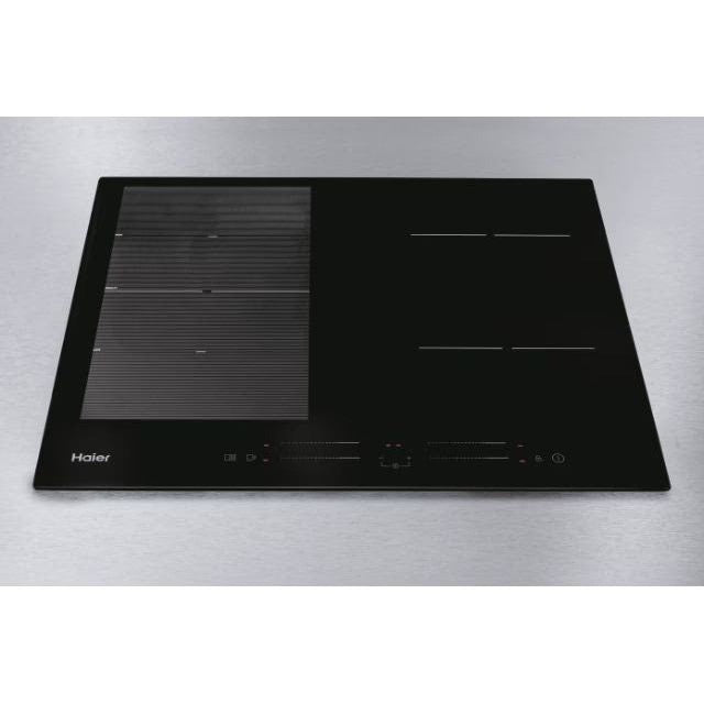 Plita inductie incorporabila Haier HAFRSJ64MC, 4 zone, conectivitate WiFi/ hOn app, Cook with me, Multizone cu VaryCook, Boost, multislider Touch Control, 60 cm, negru