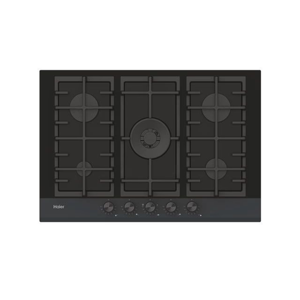 Plita incorporabila HAIER HAVG75HB, gaz, 75 cm, 5 arzatoare, aprindere electrica, arzator dublu inel, grilaj fonta, neagra