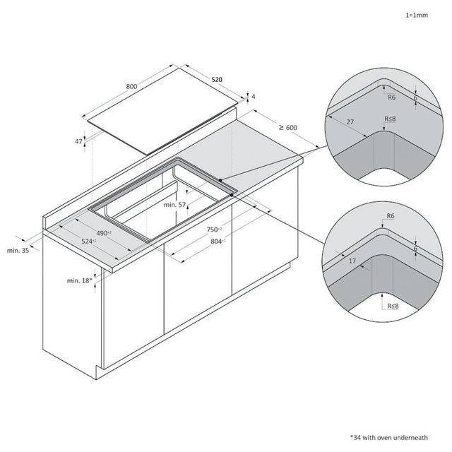 Plită cu inducție Haier HAMTCB86IRCS, 80 cm, 4 zone, neagră