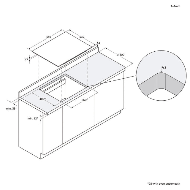 Plită cu inducție Haier HAIFB53IRCS, 65 cm, 3 zone, neagră
