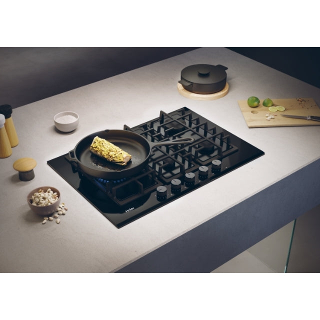 Plită pe gaz Haier HAVG7WL4BPB, 74 cm, 5 zone, neagră