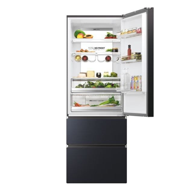 Combină frigorifică Haier HTW7720ENMB, 483 l, Total No Frost, neagră