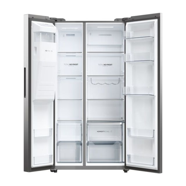 Frigider side by side Haier HSW59F18EIMM, 601 l, dozator de apă și gheață, inox