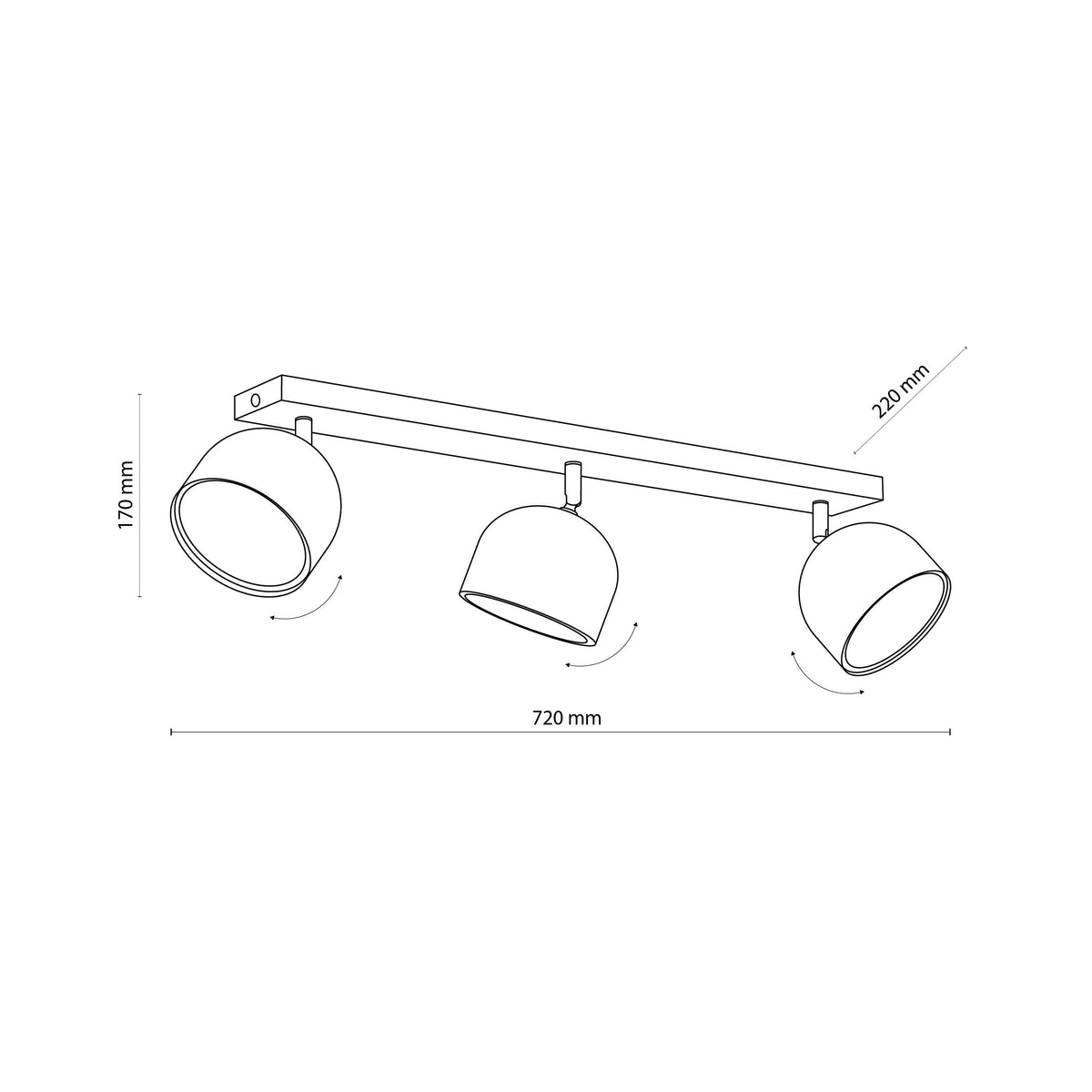 Plafonieră TK Lighting Altea 3, negru, 3 x GU10, 6520