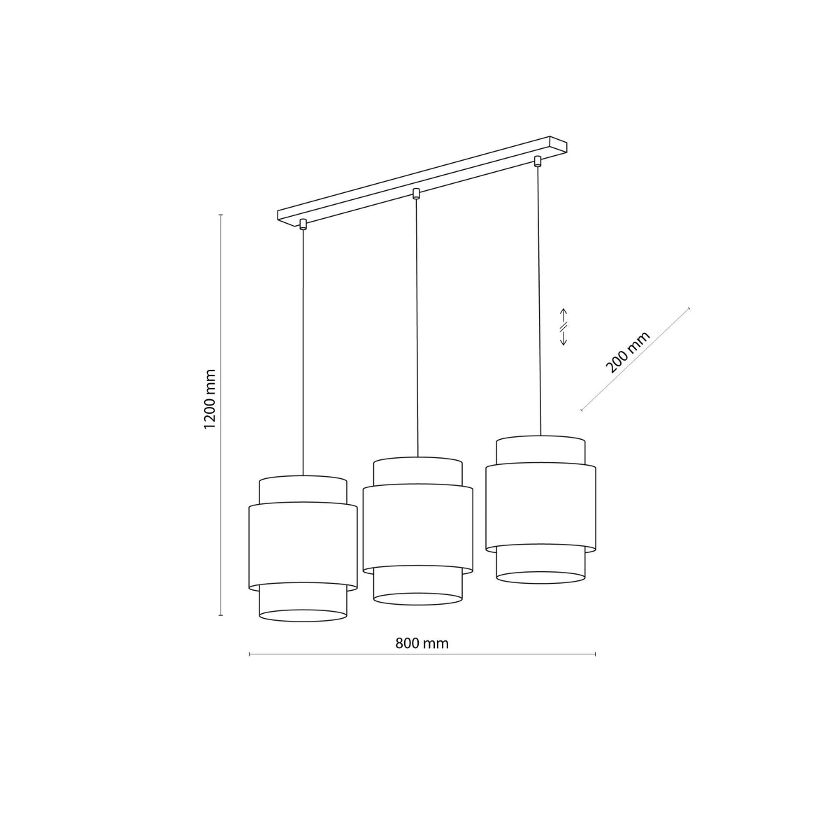 Lustră TK Lighting Boho 3 Bară, negru, 3 x E27, 6541