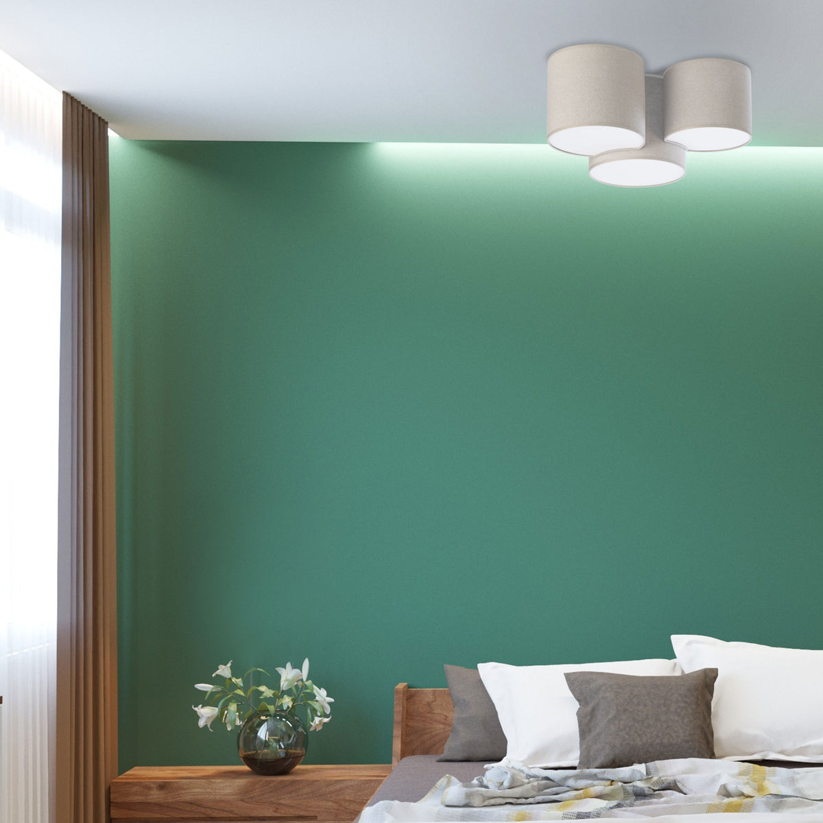 Plafonieră TK Lighting Mona 3, natur, 3 x E27, 6591