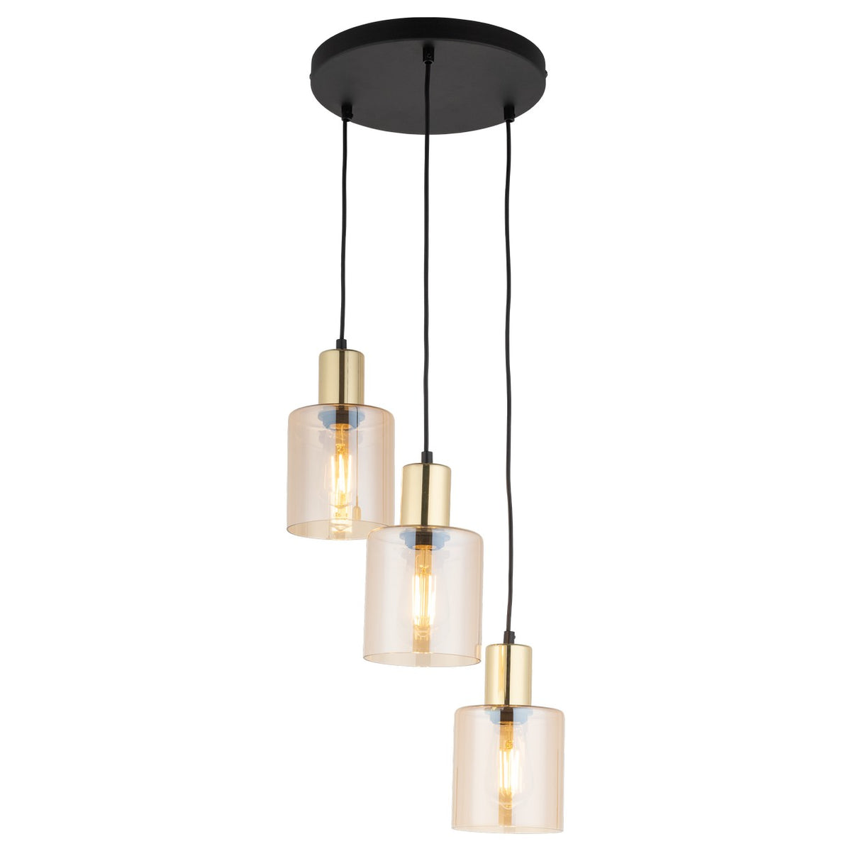 Lustră TK Lighting Sierra 3, auriu, chihlimbar, 3 x E27, 6667