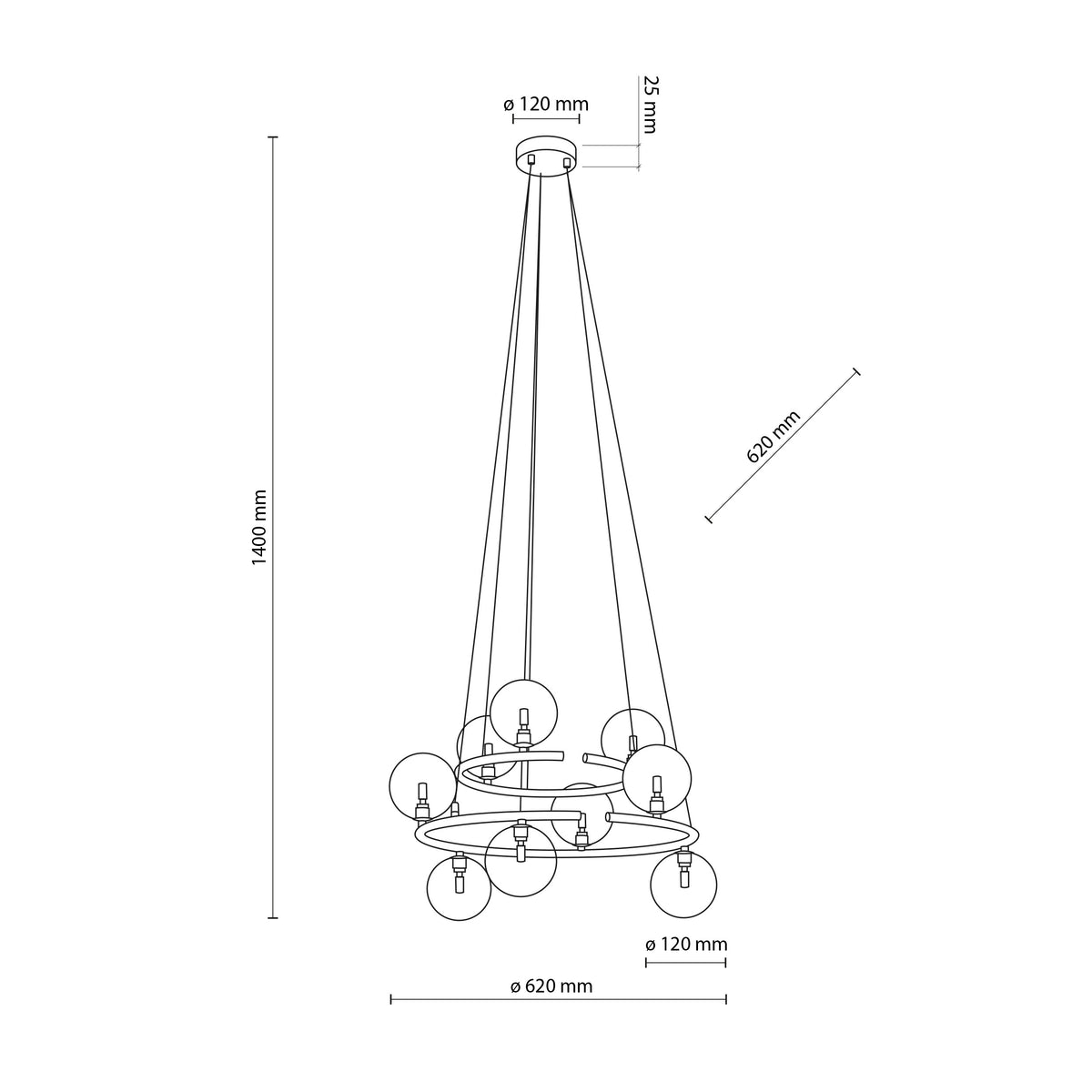 Pendul TK Lighting Anabelle 9, chihlimbar, 6908