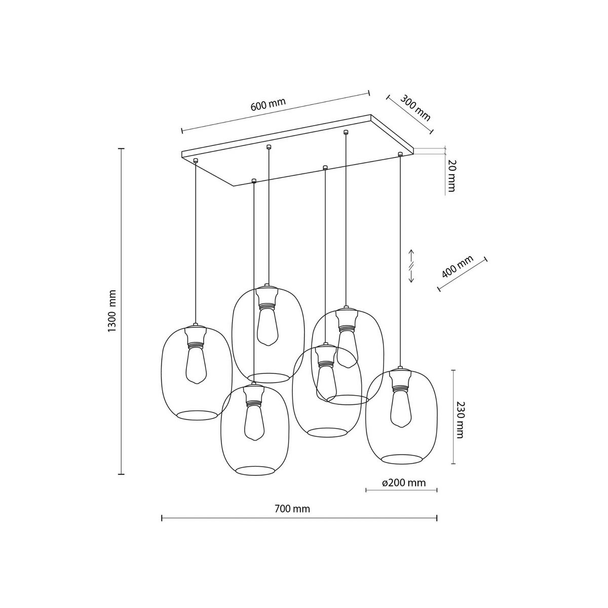 Lampă suspendată TK Lighting Elio Mix 6, 5974