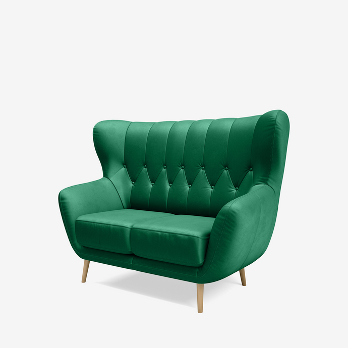 Canapea cu 2 locuri Kelso Verde Satin