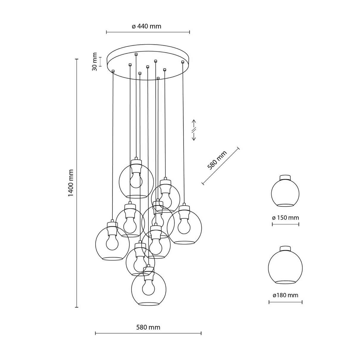 Lampă suspendată TK Lighting Cubus, grafit, 10208