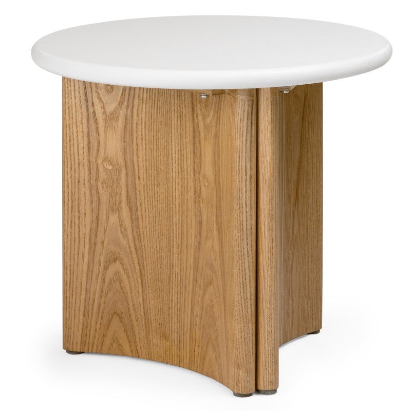 Măsuță auxiliară Marlo II, 50 cm, alb-crem/stejar, microciment