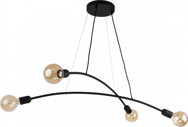 Lampa suspendata Helix neagra 2 brate, 4x E27 15W
