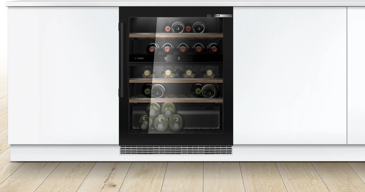 Răcitor de vin încorporabil Bosch KUW21AHG0, Seria 6, 44 sticle, negru