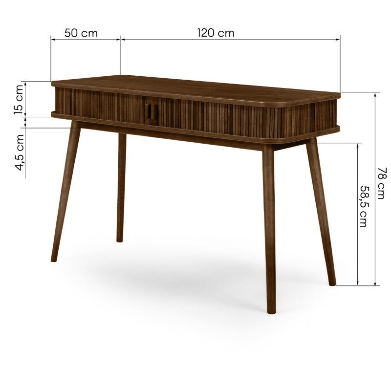 Birou Clemente, cu lamele, 120 cm, nuc