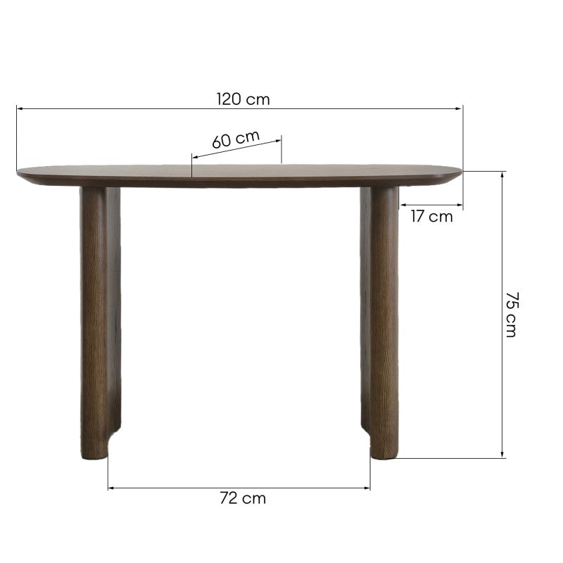 Birou/consolă Oriento, 120 cm, stejar închis
