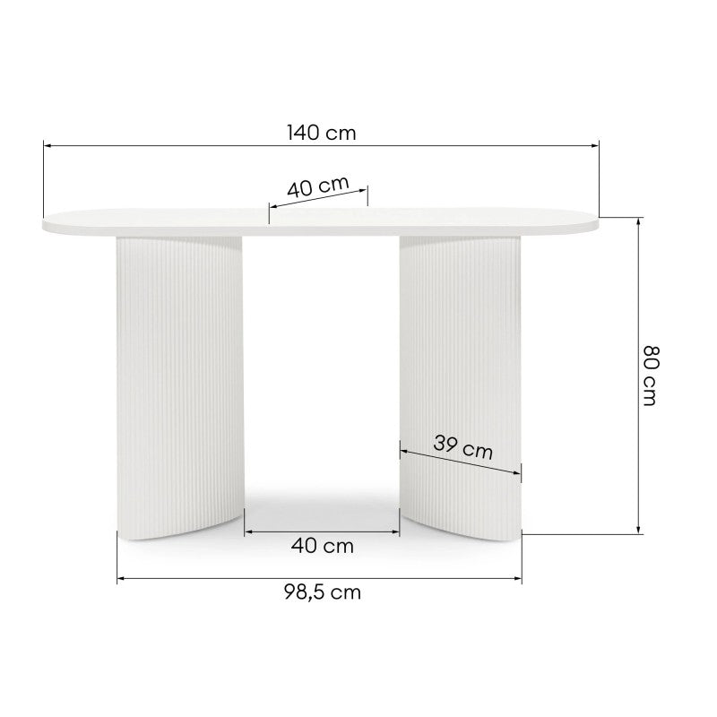 Birou/consolă Pauline, 140 cm, alb, cu lamele