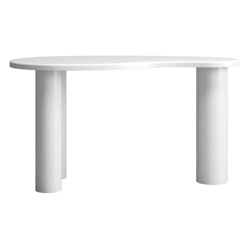 Birou/consolă Santana, 140 cm, alb, forme rotunjite