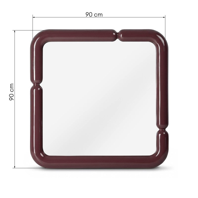 Oglindă decorativă de perete Ava, 90x90 cm, vișiniu-maro, lucioasă
