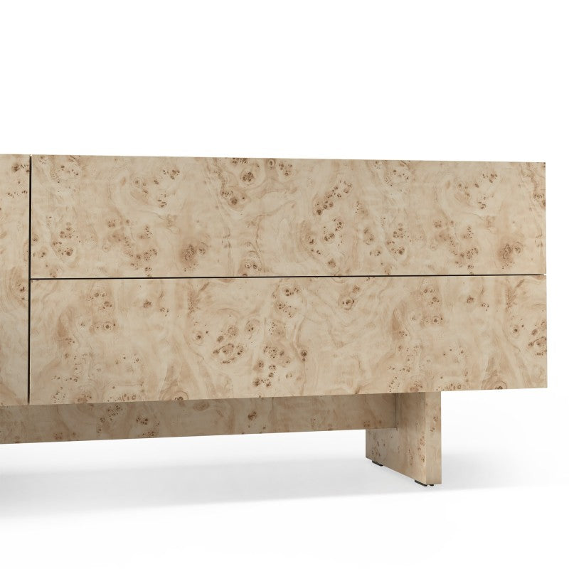 Comodă TV Decoria, cu două uși, cu sertare, 160 cm, aspect de rădăcină