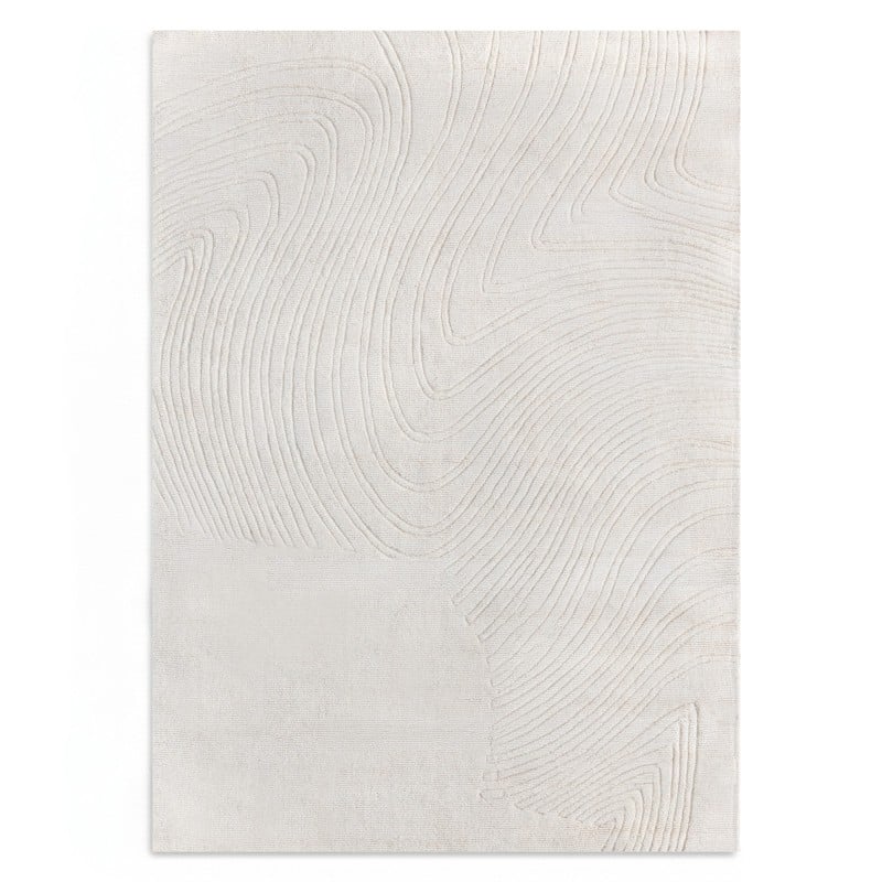 Covor Asa, dreptunghiular, 120x180 cm, lână, crem, model cu linii neregulate