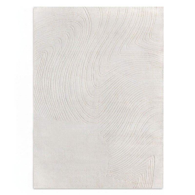 Covor Asa, dreptunghiular, 160x230 cm, lână, crem, model cu linii neregulate