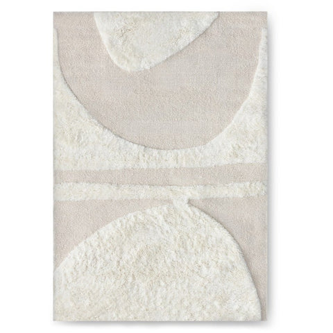 Covor Kiara, dreptunghiular, 120x180 cm, lână, tufting, crem, model cu arcade