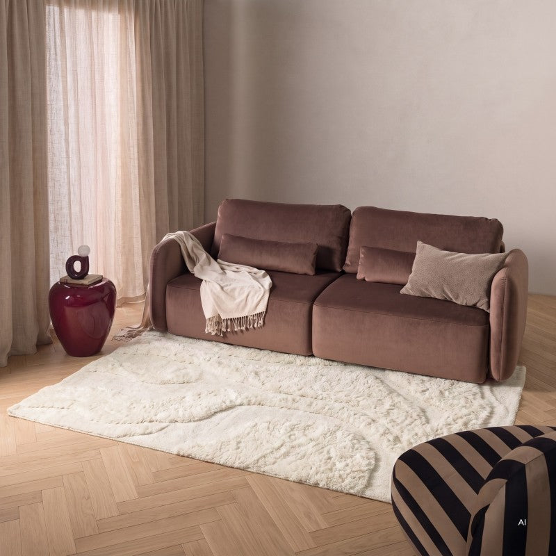 Covor Nokori, dreptunghiular, 160x230 cm, tufting, lână, crem, model cu valuri