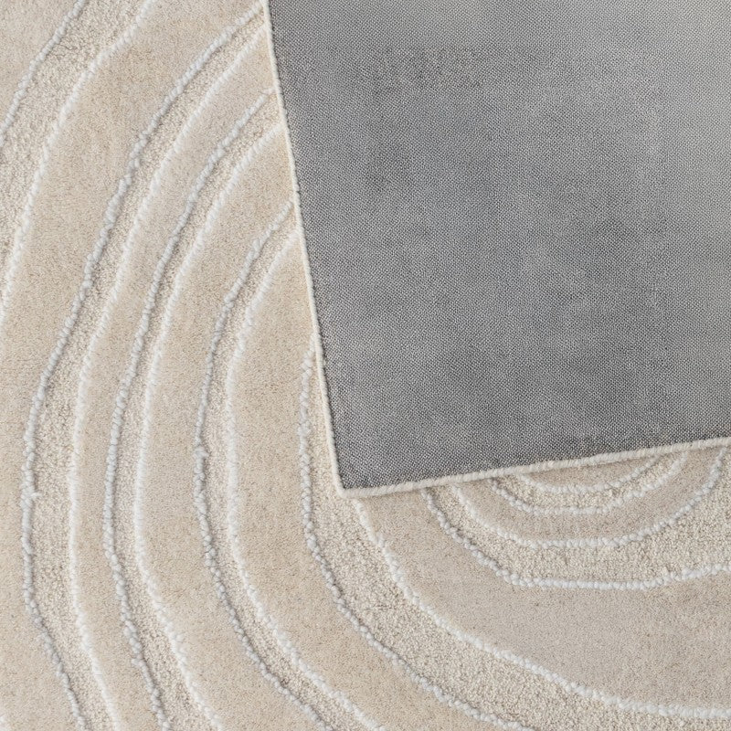 Covor Sora, dreptunghiular, 120x180 cm, tufting, lână, crem, model cu linii neregulate