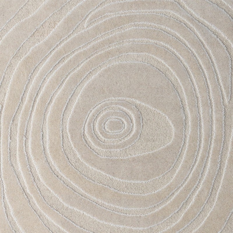 Covor Sora, dreptunghiular, 160x230 cm, tufting, lână, crem, model cu linii neregulate