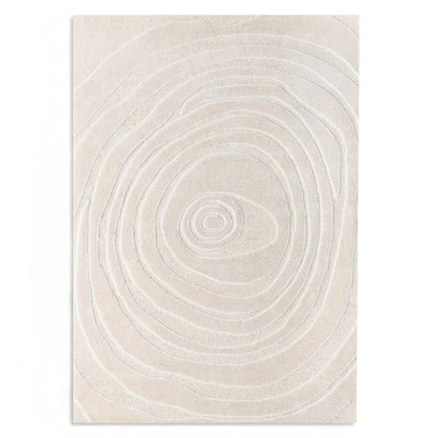Covor Sora, dreptunghiular, 190x290 cm, tufting, lână, crem, model cu linii neregulate