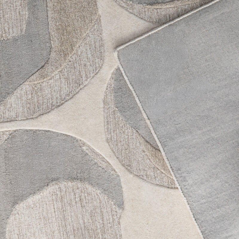 Covor Yuki, dreptunghiular, 160x230 cm, tufting, lână, crem/gri