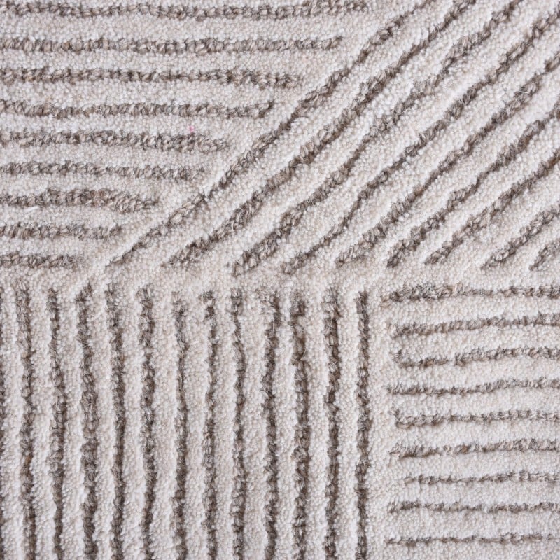 Covor Muri, lână, 120x180 cm, tufting, crem/bej, formă neregulată