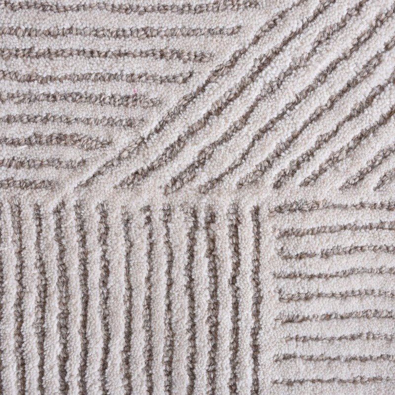 Covor Muri, lână, 160x230 cm, tufting, crem/bej, formă neregulată