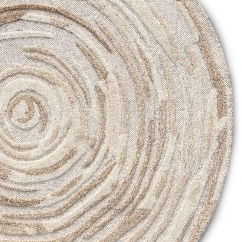 Covor Noa, lână, 150 cm, tufting, bej/crem, rotund