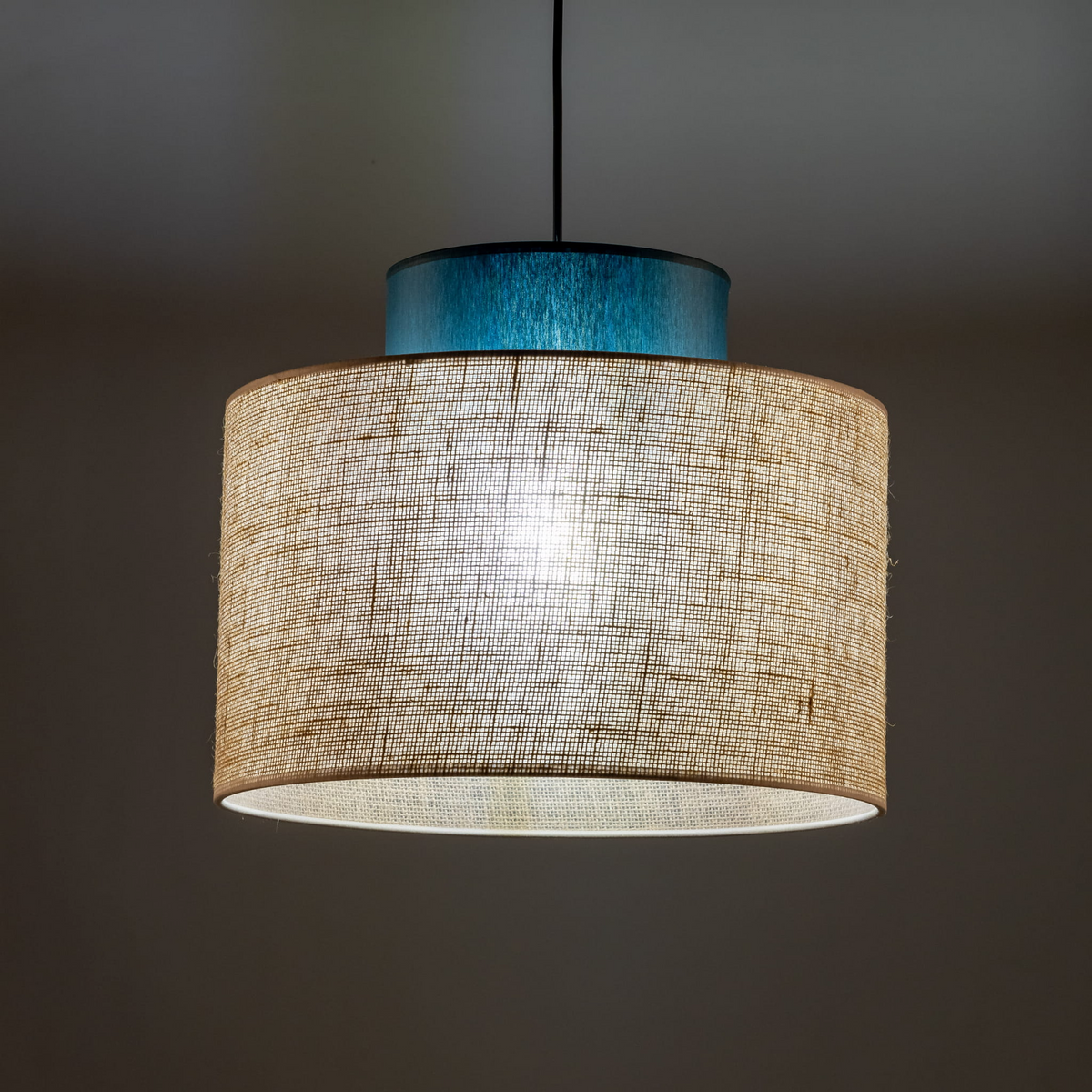 Lampă suspendată TK Lighting Duo, iută / verde, 3257