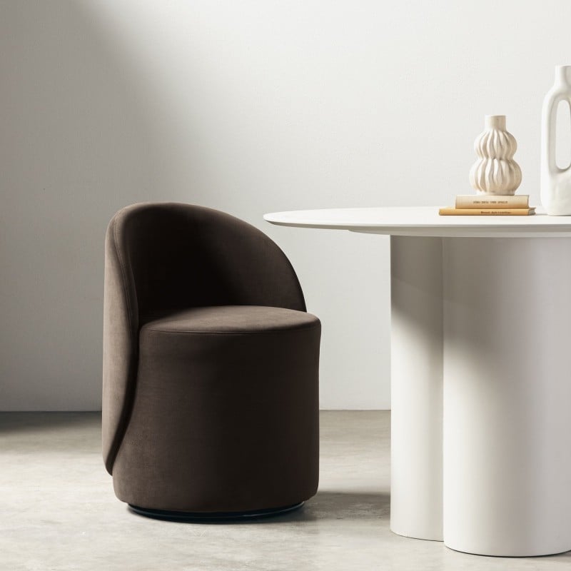 Scaun rotativ Enzo, forme rotunjite, ciocolatiu/espresso, catifea