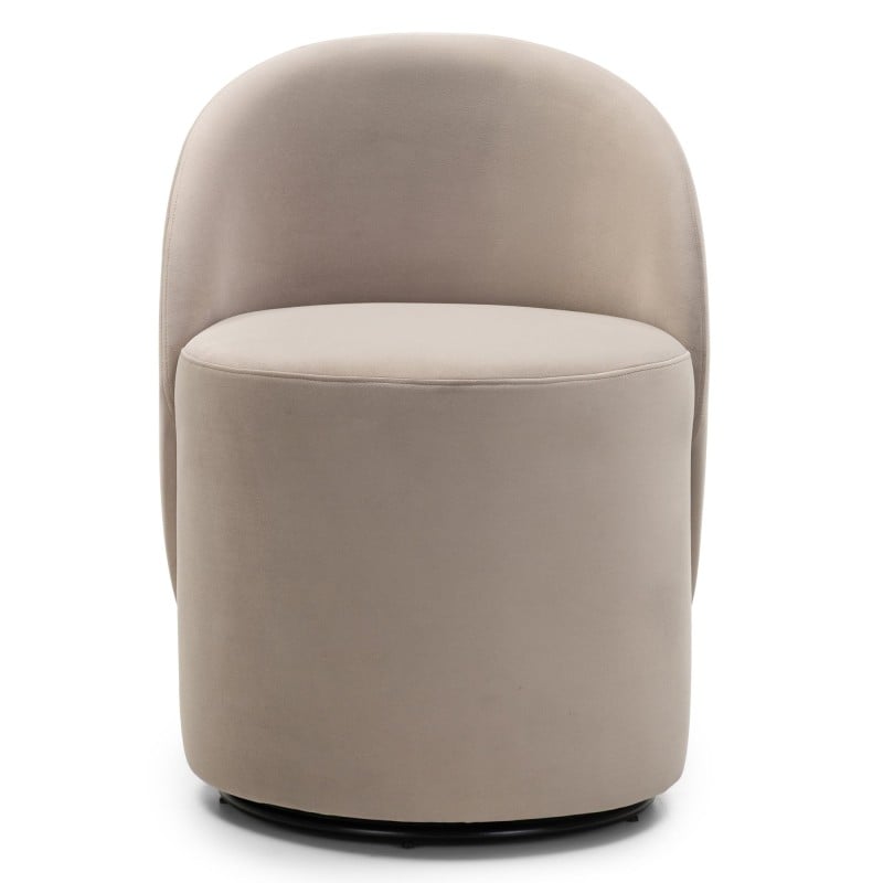Scaun rotativ Enzo, forme rotunjite, crem, catifea