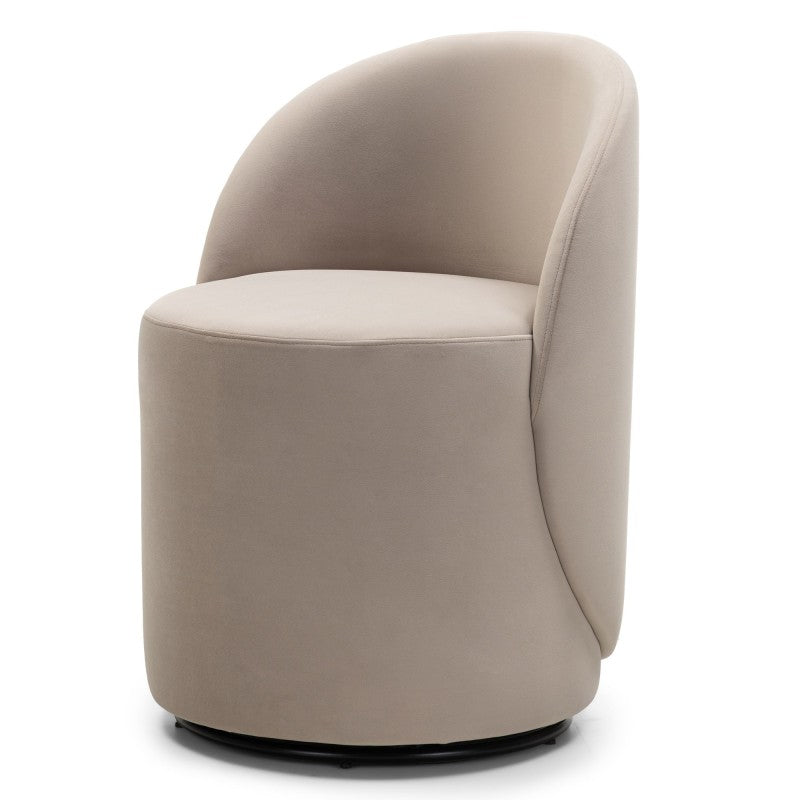 Scaun rotativ Enzo, forme rotunjite, crem, catifea