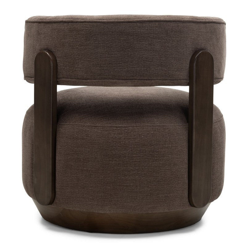 Fotoliu Dolce, forme rotunjite, maro espresso, nuc