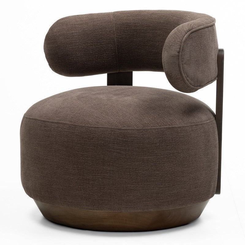 Fotoliu Dolce, forme rotunjite, maro espresso, nuc