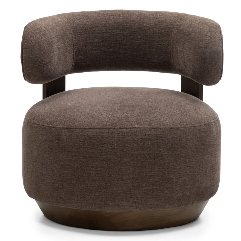 Fotoliu Dolce, forme rotunjite, maro espresso, nuc