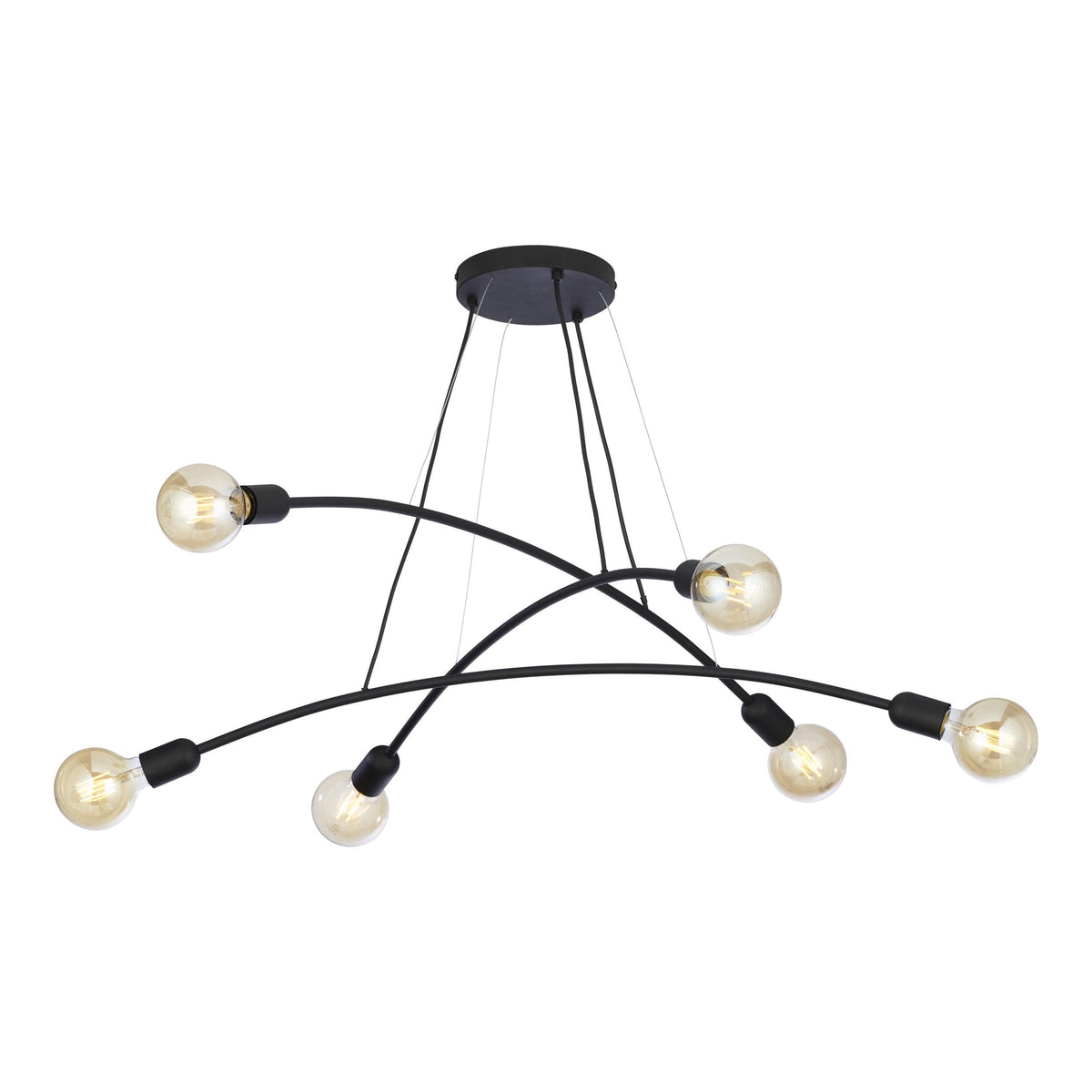 Lampă suspendată TK Lighting Helix, negru, 3 brațe, 6x E27 15W, 2726