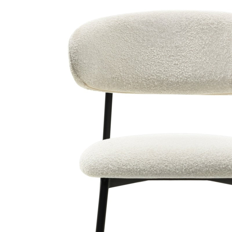 Scaun de bar Fresno, crem/picioare negre, bouclé